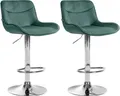 Produktbild: CLP 2er Set Barhocker Vonore Samt, Höhenverstellbar Und 360 Grad Drehbar,grün chrom
