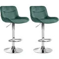 Produktbild: Clp - 2er Set Barhocker Vonore Samt Grün Chrom