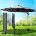 Produktbild: Alu Sonnenschirm Ampelschirm Ø300cm Grau Tüv Geprüft Schützhülle Uv-schutz 50+ Wasserabweisend Drehbar & Höhenverstellbar - Brast