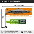 Produktbild: BRAST Alu Sonnenschirm Ampelschirm Ø300cm drehbar & höhenverstellbar TÜV geprüft