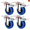 Produktbild: Blauer Gummirad Lenkrolle | 360° Drehbar | 125mm Tragfähigkeit 300kg