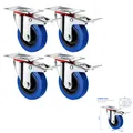 Produktbild: Transportrollen Schwerlastrollen Lenkrollen mit Bremse Blau 125mm Möbel