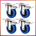Produktbild: Industrie Möbelrollen mit Bremse, 125mm, Blau, 300 kg Tragfähigkeit, 4x Set