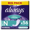 Produktbild: Always Daily Fresh Slipeinlagen Damen, Normal (56 Binden) Big Pack, ohne Duft, atmungsaktiv, flexibel