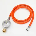 Produktbild: Schlauch mit Druckminderer 150cm 50mbar Gasschlauch Gasregler Räucherofen Grill