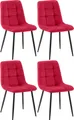 Produktbild: CLP 4er Set Esszimmerstuhl Tilde gepolstert mit Rückenlehne bis 150 kg belastbar,rot Samt