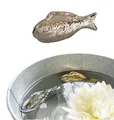 Produktbild: Teichdeko Fisch silber 11 cm aus Porzellan schwimmend für Schwimmschale - Teich