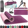 Produktbild: KESSER® Gymnastikmatte mit Tragegurt rutschfest TPE Yogamatte Gepolstert & rutschfest Fitnessmatte , 183 x 61 Trainingsmatte für Fitness Sportmatte, Pilates & Gymnastik Workout extradick