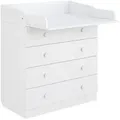 Produktbild: Wickelkommode Shefa Kids 800 in weiß | 4 Schubladen, 74x77cm Wickelfläche | DIN EN 716 | Premium Babymöbel - Weiß