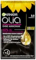 Produktbild: Garnier Olia Dauerhafte Haarfarbe 3.0 Dunkelbraun, ohne Ammoniak, permanente Coloration, bis zu 100% Grauabdeckung, langanhaltende strahlende Farbe bis zu 8 Wochen, intensiver Glanz, 3 x 1 Stück