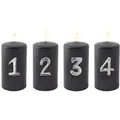 Produktbild: EDZARD 4er Set Kerzenpin Kerzenstecker Advent, Zahlen 1 bis 4, Aluminium vernickelt goldfarben, Höhe 4 cm