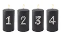 Produktbild: EDZARD Kerzenständer Kerzenstecker Advent, 4er-Set, Zahlen 1 bis 4, Silber-Optik, Aluminium, vernickelt, H 4 cm