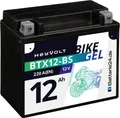 Produktbild: HeyVolt Motorradbatterie GEL 51012 BTX12-BS ersetzt YTX12-BS 12V 12Ah