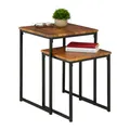 Produktbild: Relaxdays Beistelltisch 2er Set, stapelbar, Industrie Design, Satztisch 2 Größen, quadratisch, Metall, braun/schwarz