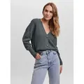 Produktbild: Vero Moda Strickjacke VMLEA LS V-NECK CUFF CARDIGAN NOOS Kunstfaser, regular fit grün L (40)