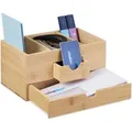 Produktbild: Relaxdays Schreibtisch Organizer Bambus Natur mit Schubladen 24 cm x 14,5 cm x 12 cm 1 kg