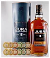 Produktbild: Jura 18 Jahre Single Malt Whisky + 12 Edelschokoladen in 6 Sorten Golddublonen