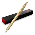 Produktbild: rOtring 600 Druckbleistift | HB-Mine0,5 mm | Drehminenstift mit Vollmetallschaft | Gold | Rutschfestegerändelte Griffzone und Sechskantschaft