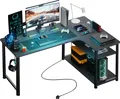 Produktbild: GTPLAYER Eckschreibtisch Schreibtisch Gaming Tisch mit Regal USB-Ladeanschluss und Steckdose (1 Tisch), 120cm Computertisch L Form, PC Tisch für Büro,