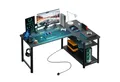 Produktbild: GTPLAYER Gamingtisch Eckschreibtisch Schreibtisch mit Regal USB-Ladeanschluss und Steckdose (1 Tisch), 120cm Computertisch L Form, PC Tisch für Büro, Heimbüro