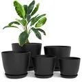 Produktbild: Utopia Home 5er-Pack Blumentopf 18/17/15/13/12 cm Übertopf mit Untertasse Für Küche, Balkon Blumentöpfe mit Untertasse Gartenpflanzen Sukkulenten, für Zimmerpflanzen Schwarz.