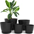 Produktbild: Utopia Home Blumentopf, 5er-Pack (Schwarz), (ø18-ø17-ø15-ø13-ø12 cm) Übertopf