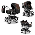 Produktbild: Elcar Zwillingskinderwagen 4-in-1 City Twin 3 in 1 inkl. Autositze - 15 Teile - Brown-Black