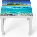 Produktbild: DEQORI Couchtisch 55x55 cm Weiß 'Insel im tropischen Meer' Glas Beistelltisch