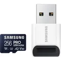 Produktbild: Samsung Micro-SD-Karte PRO Ultimate (2023), 256GB, bis 200 MB/s, UHS-I U3, SDXC, mit USB-Adapter
