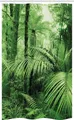 Produktbild: Abakuhaus Duschvorhang Badezimmer Deko Set aus Stoff mit Haken Breite 120 cm, Höhe 180 cm, Regenwald Palmen exotische Pflanzen
