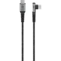 Produktbild: Usb-cTM-auf-usb-cTM-textilkabel Mit Metallsteckern (spacegrau/silber), 90°, 2 M, Elegantes Und Extrarobustes Usb-verbindungskabel Mit Gewinkeltem Usb-cTM-stecker. Kabellänge 2 M