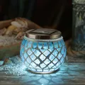 Produktbild: LED Solar Windlicht Mosaik Solarglas Solarleuchte Mosaikleuchte Tischlampe blau