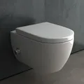 Produktbild: Alpenberger Toilette mit Bidet Funktion | Dusch WC Set | Kloschüssel mit Armatur und Taharet Muslugu | Toilettendeckel mit Absenkautomatik | Hänge WC mit Intimdusche Passend Geberit (7150 U)