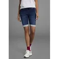 Produktbild: Jogg-Jeansbermudas ARIZONA, Damen, Gr. 36, N-Gr, blau (rinsed), Obermaterial: 59% Baumwolle, 40% Polyester, 1% Elasthan, Basic, comfort fit kurz, Jeans, hohe Leibhöhe, krempelbare Beinabschlüsse, Used-Look