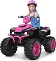 Produktbild: COSTWAY 12V Elektro Kinderquad mit Scheinwerfer, Mini Elektroquad mit Musik & Hupe, 4 Räder Kinder Quad 2,8-5 km/h, Elektroauto für Kinder ab 3 Jahren (Rosa)