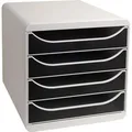 Produktbild: Exacompta Schubladenbox 310014D, Big Box Plus, A4, 4 Fächer, aus Kunststoff, offen, schwarz / grau