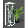 Produktbild: Dandibo - Blumenhocker Metall Weiß Eckig 70 cm Blumenständer Beistelltisch 96566 Blumensäule Design Modern Pflanzenständer Pflanzenhocker