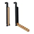 Produktbild: Relaxdays Türgarderobe klappbar 2X, zum Einhängen, Türhaken 6 Kleiderbügel, Metall & Holz, für 2 cm Türfalz, schwarz