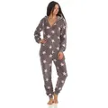 Produktbild: Normann Pyjama Damen Schlafanzug Einteiler Jumpsuit Overall Sterneoptik grau 48/50