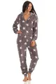 Produktbild: Toller Damen Schlafanzug Einteiler Jumpsuit Overall - Sterneoptik - 291 267 97 961, Farbe:grau, Größe2:48/50