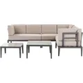 Produktbild: Lounge Set Grau u. Beige Aluminium mit Auflagen zwei Tische für 6 Personen Garten Terrasse Balkon