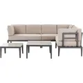 Produktbild: BELIANI Lounge Set Grau u. Beige Aluminium mit Auflagen zwei Tische für 6 Personen Garten Terrasse Balkon - Grau/Beige