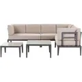 Produktbild: Lounge Set Grau U. Beige Aluminium Mit Auflagen Zwei Tische Für 6 Personen Garten Terrasse Balkon