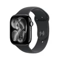 Produktbild: Apple Watch Series 11 GPS + Cellular 46mm Jet Black Aluminium Case with Black Sport Band - M/L (MFC44ZR/A)