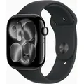 Produktbild: APPLE Watch Series 11 GPS + Cellular 46mm Jet Black Aluminium Case mit Schwarzem Sportarmband - M/L