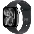 Produktbild: Apple Watch S11 2025 Aluminium Cellular 46mm Diamantschwarz (Sportarmband schwarz) M/L