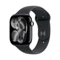 Produktbild: Apple Watch Series 11 5G Smartwatch 46mm Jet Black Alu Sportband Black S/M