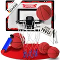 Produktbild: Mini Basketballkorb Indoor [für Tür & Wandmontage] - Kleiner Basketball Korb mit Dunk-Funktion, 4 Bällen, Pumpe & Befestigungszubehör - für Kinder & Erwachsene (Mit Counter)