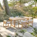 Produktbild: Gartenmöbel-Set Noah aus Teakholz mit Stoffkissen, 6 Stühle