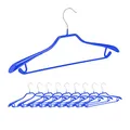 Produktbild: Relaxdays Anzugbügel, 10er Set, breite Schulterauflage, rutschfest gummiert, Hosensteg, Haken, 45 cm, Kleiderbügel, blau